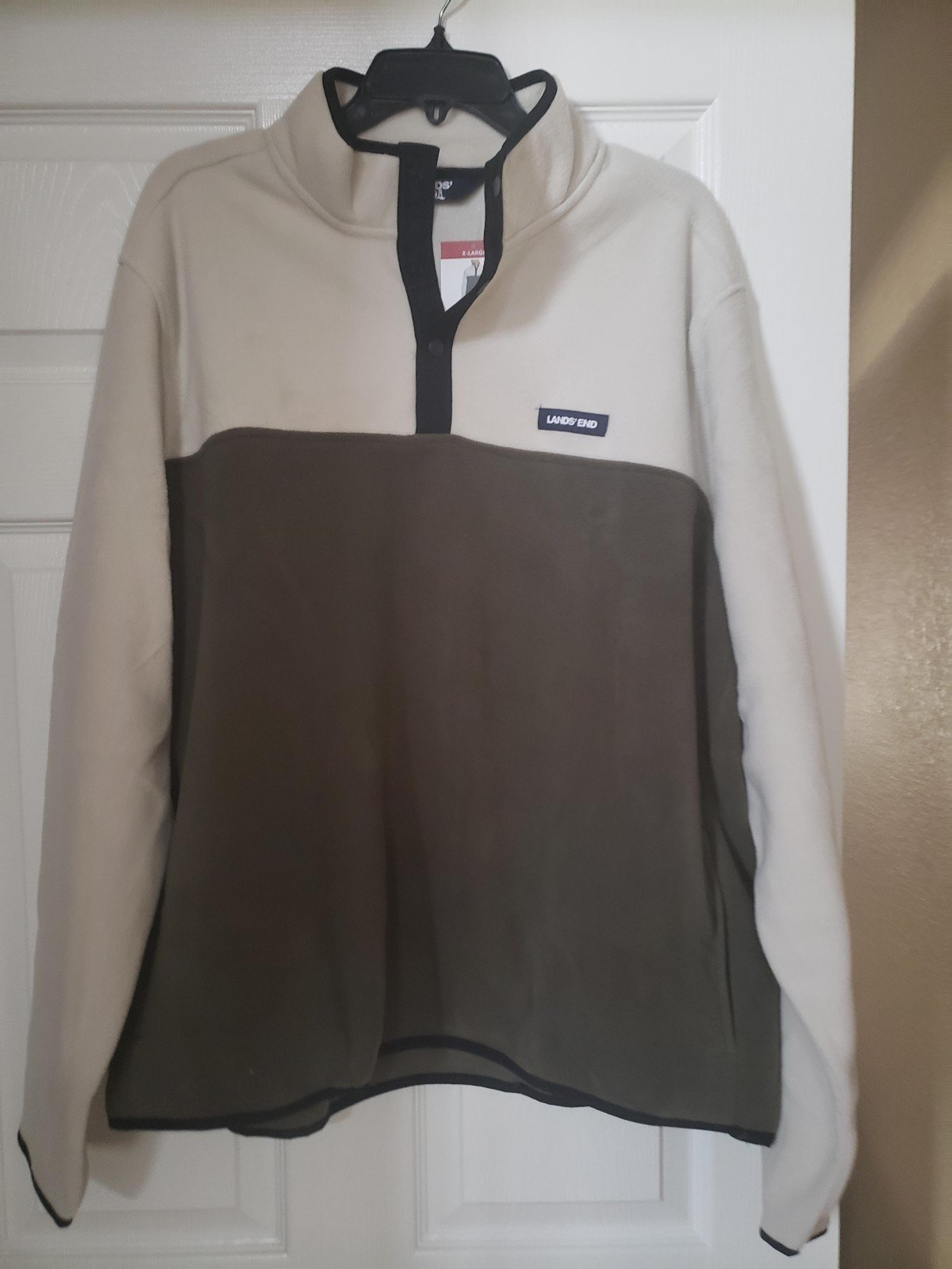 Lands End New Mens Pullover Fleece Jacket
