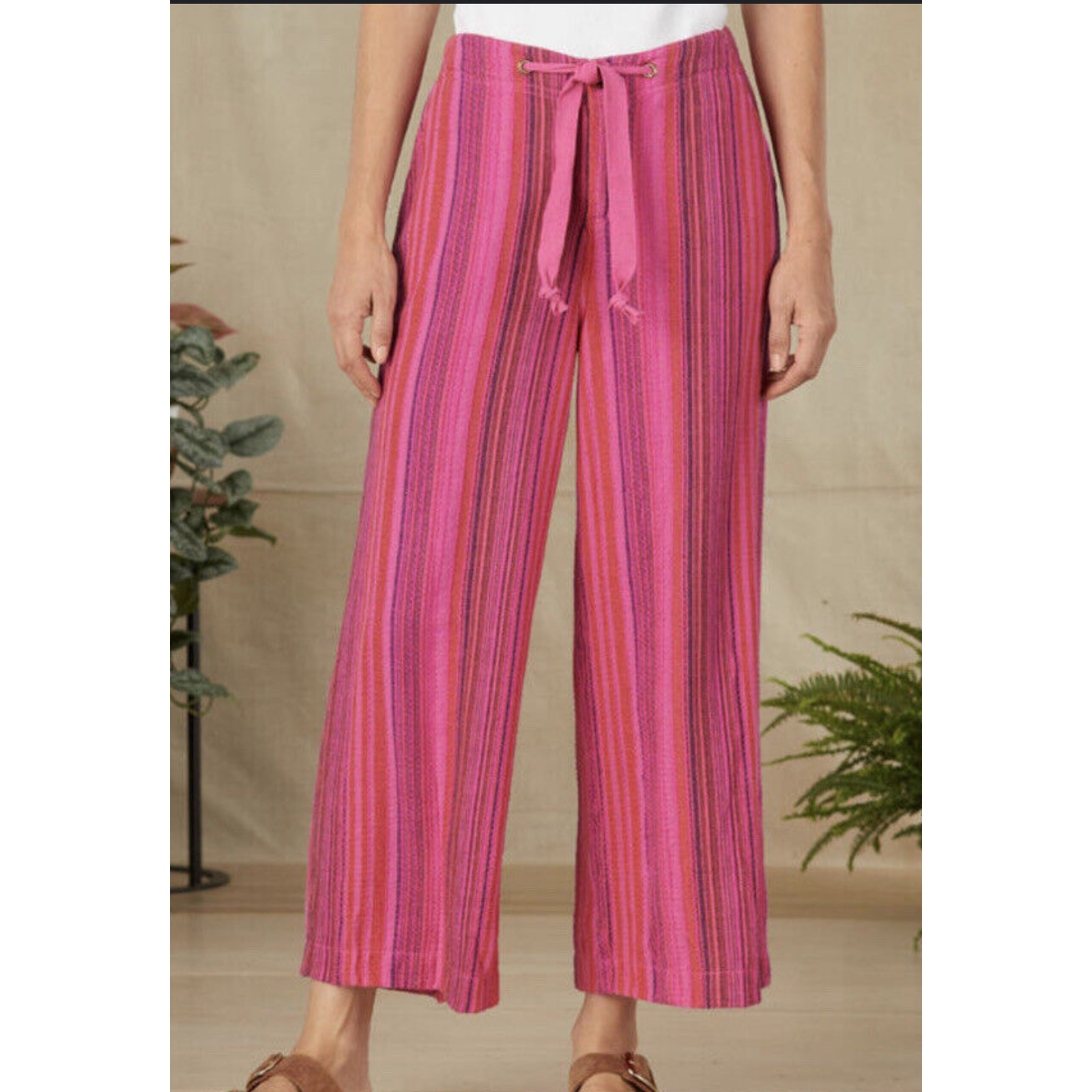 Women's Sundance Hana Striped Cotton Pants Size Medium