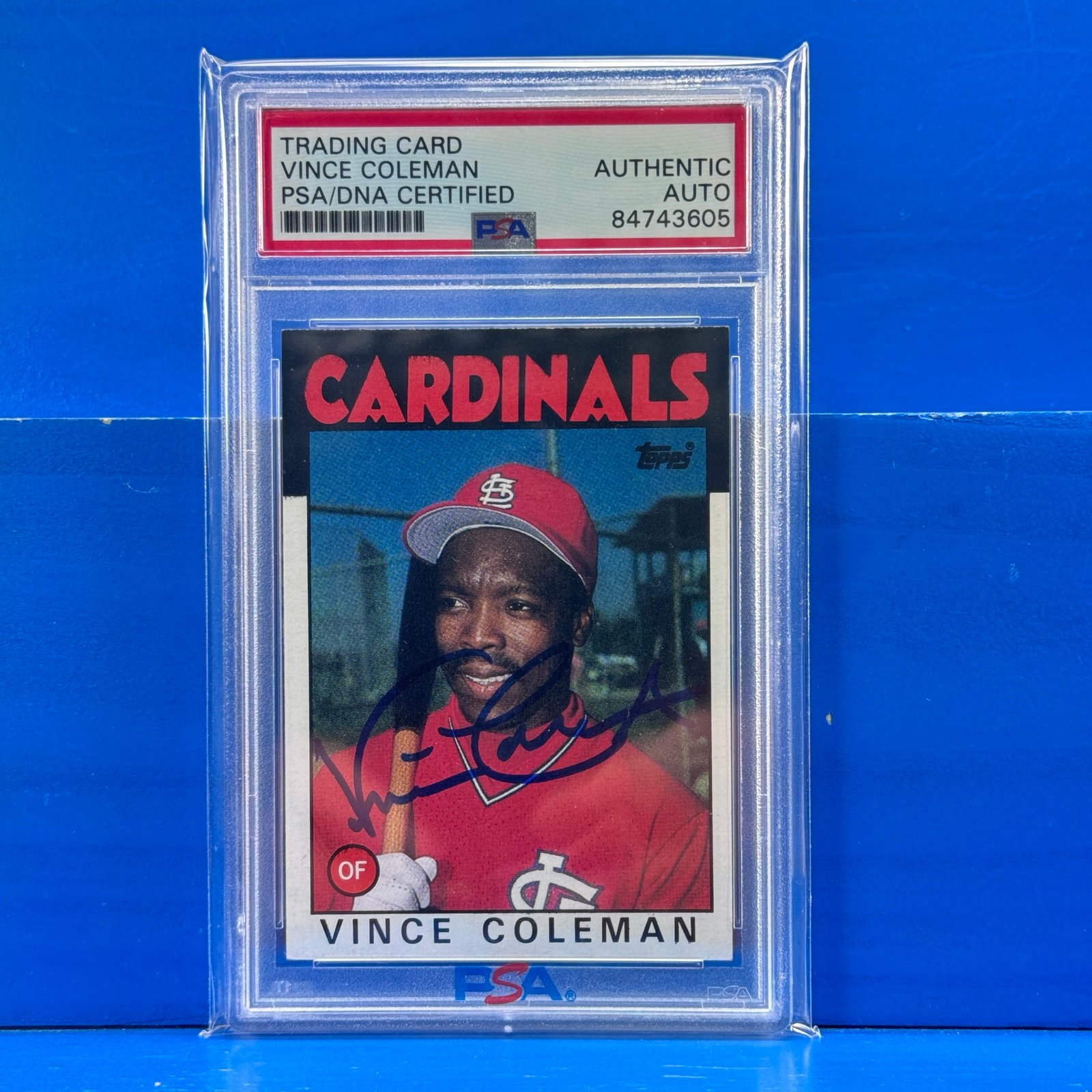 VINCE COLEMAN Autographed 1986 Topps #370 Rookie Card RC PSA DNA Auto Cardinals