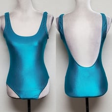 90s Vintage White Stag Turquoise Ribbed Backless Mid Coverage One-piece Swimsuit