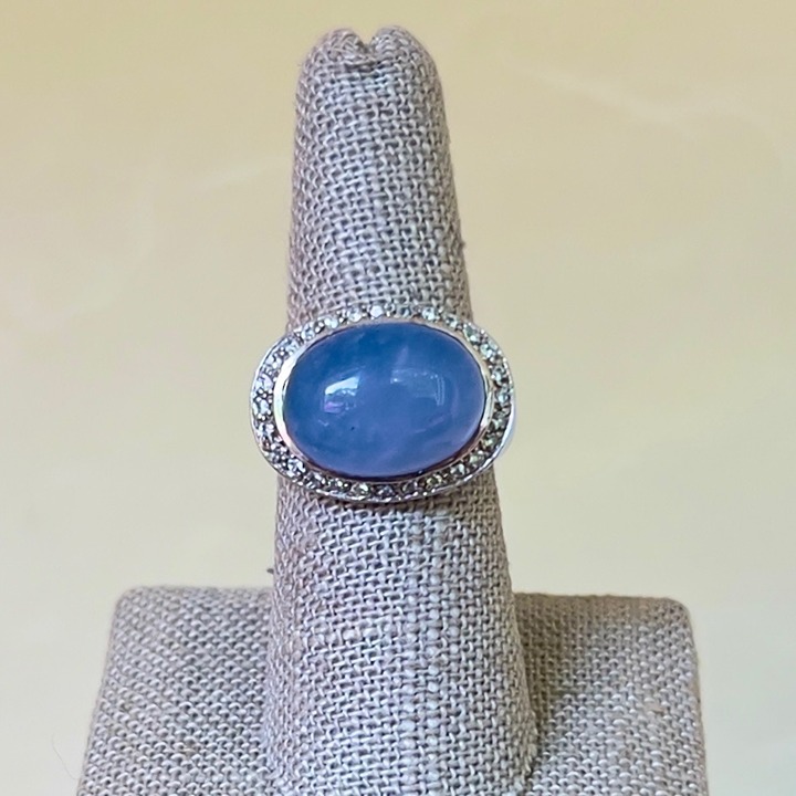 Sterling Silver 10.32ct Chalcedony and Topaz Halo Dome Ring SR-4358