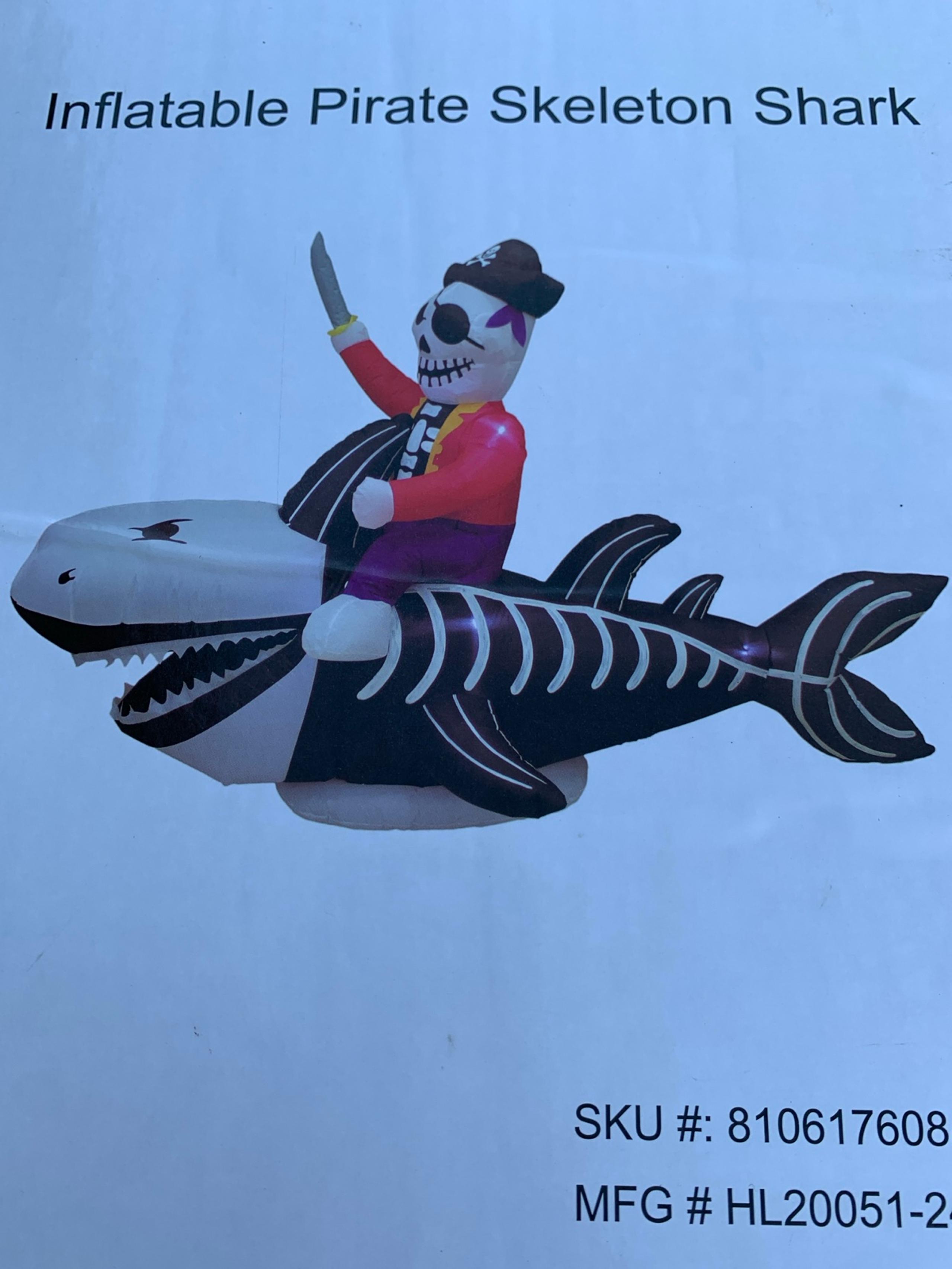 7ft skeleton shark halloween inflatable