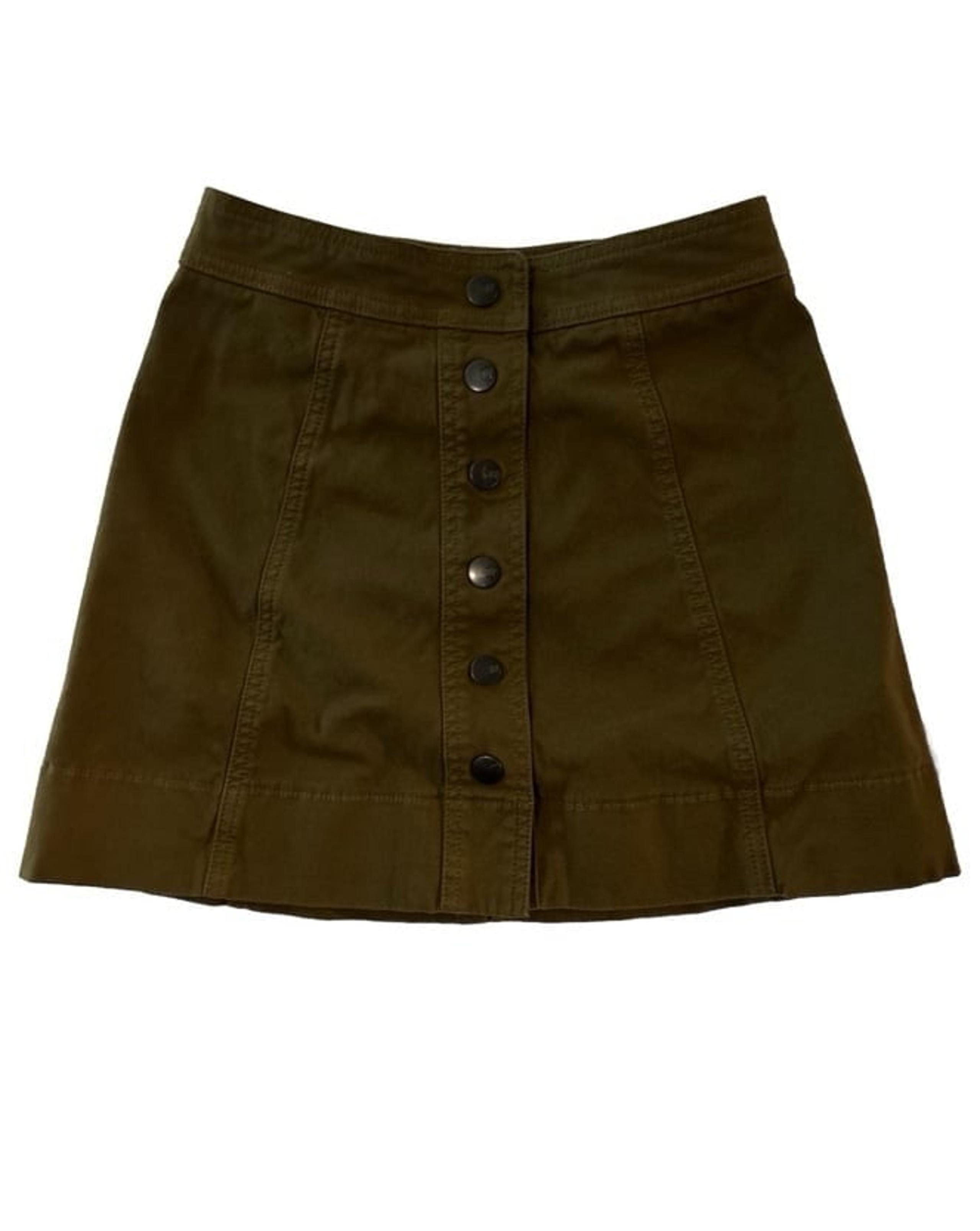 Madewell mini skirt women’s 00 olive green button front army
