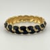 Vintage Trifari Signed Black & Gold Hinged Bangle Bracelet