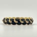 Vintage Trifari Signed Black & Gold Hinged Bangle Bracelet