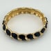 Vintage Trifari Signed Black & Gold Hinged Bangle Bracelet