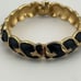 Vintage Trifari Signed Black & Gold Hinged Bangle Bracelet