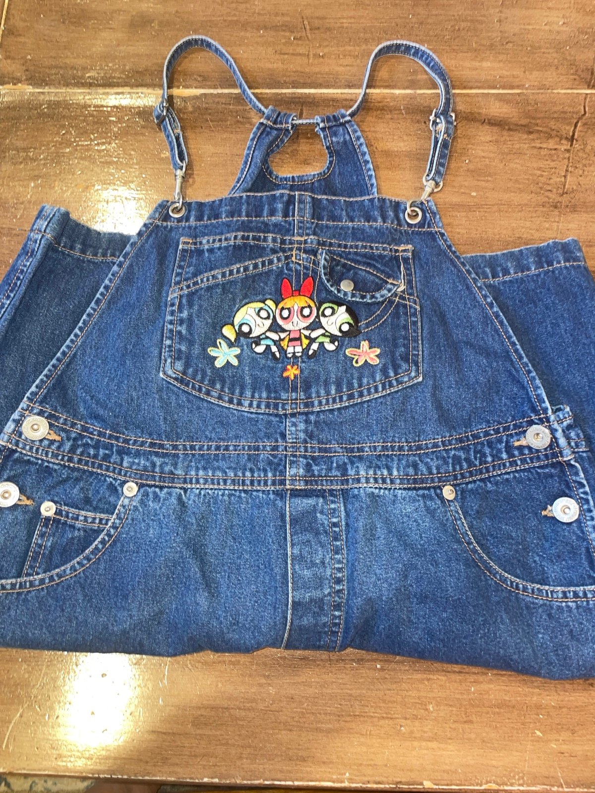 Vintage Cartoon Network Powerpuff girls denim overall bibs