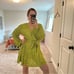 NWT Bardot Lime Green Sequin Long Sleeve Belted Mini Dress 10