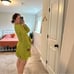 NWT Bardot Lime Green Sequin Long Sleeve Belted Mini Dress 10