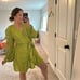 NWT Bardot Lime Green Sequin Long Sleeve Belted Mini Dress 10