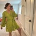 NWT Bardot Lime Green Sequin Long Sleeve Belted Mini Dress 10