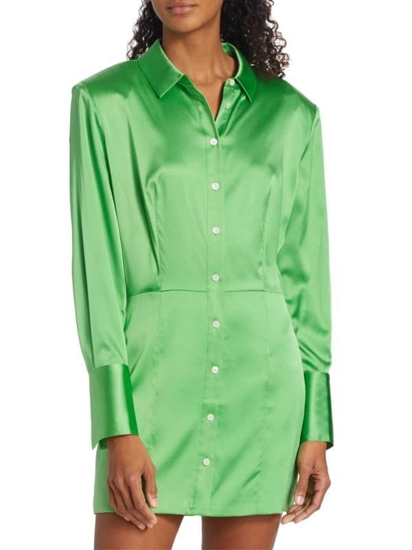 ✨Frame Denim ✨Designer Green Silk Mini Dress ~ NWT ~ 598 New!! ~ Size Small WS✨