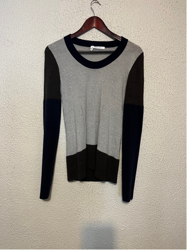 Women’s Derek Lam Crosby 100% Merino Wool Quiet Luxury Color Block Sweater