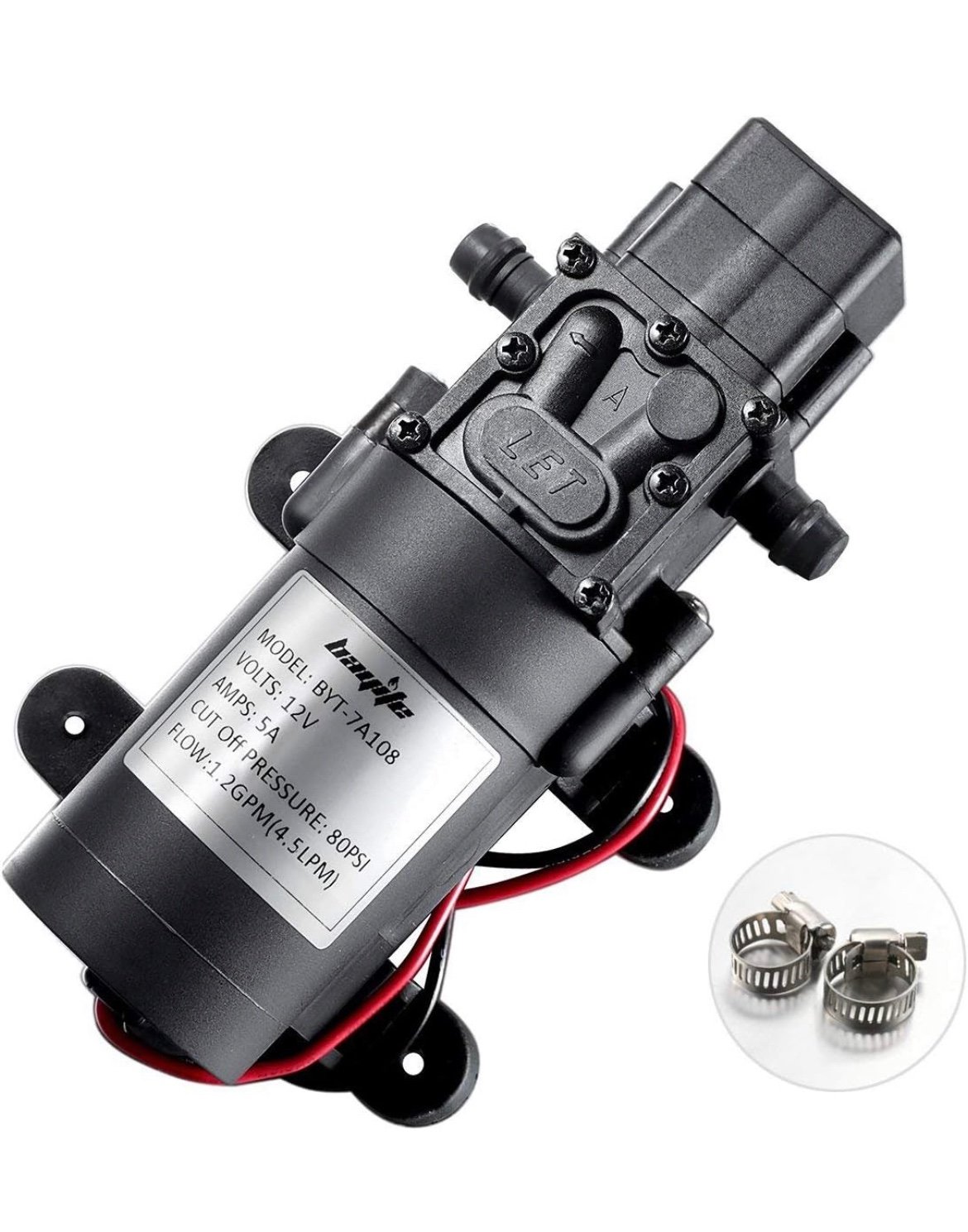 Bayite 12V DC Water Transfer Pump Diaphragm Pump W/Pressure Switch Self Priming