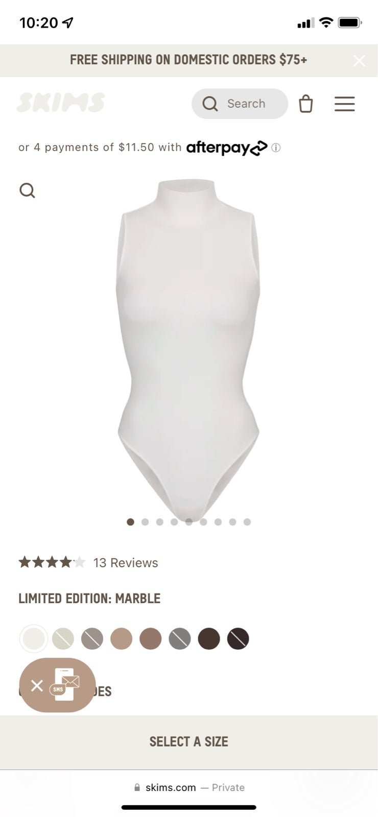 Skims Essential Mock Neck Essential Bodysuit