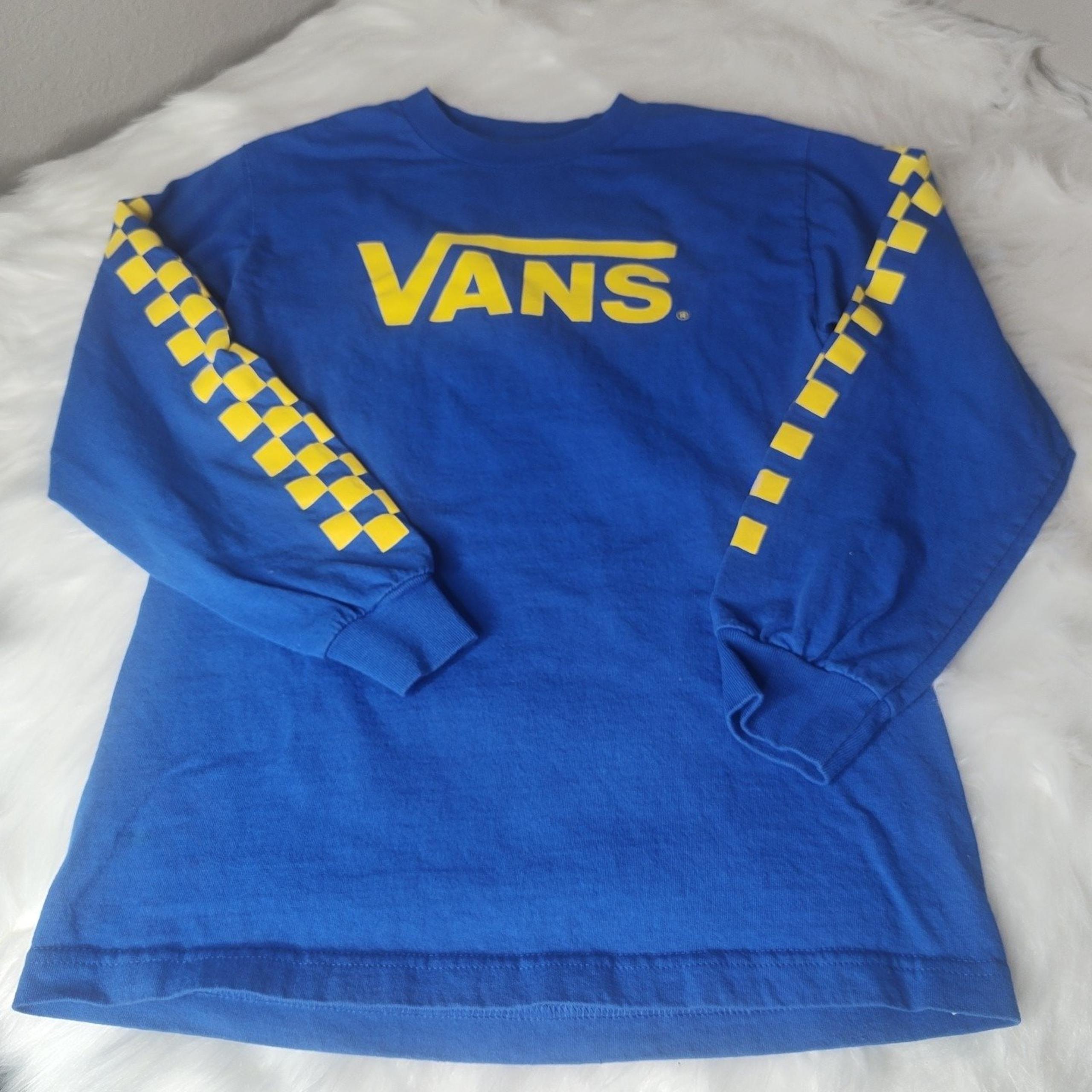 VANS Vintage Rare Blue Skateboarding Sz S Mens Otw Long Sleeve Shirt Checkered