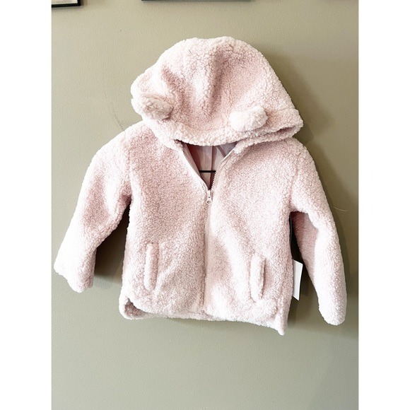 NWT Tucker + Tate Pink Fuzzy Hooded Zip Up Jacket