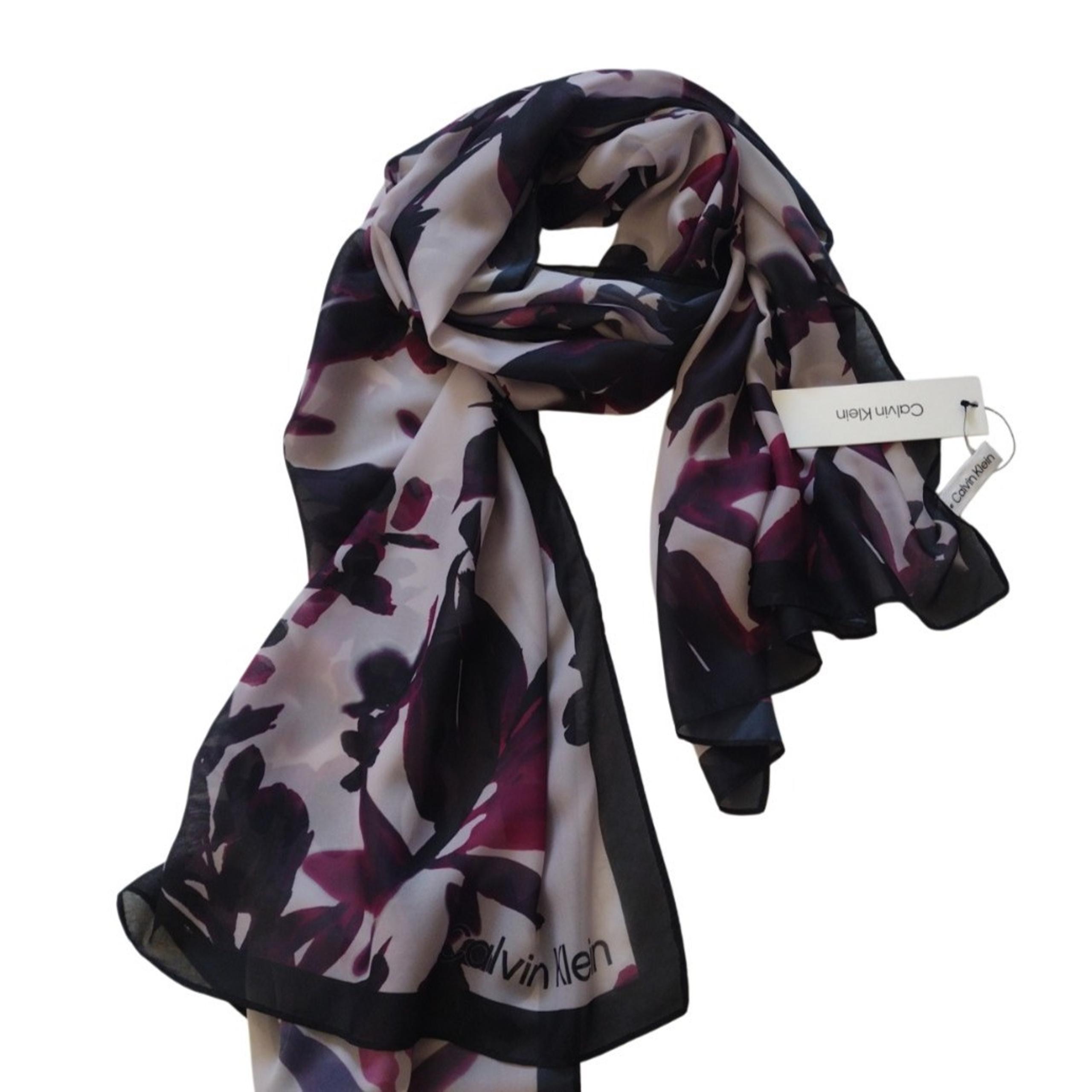 Calvin Klein Chiffon Scarve Wrap Women Multi Floral  Casual Office Sheer  72X28