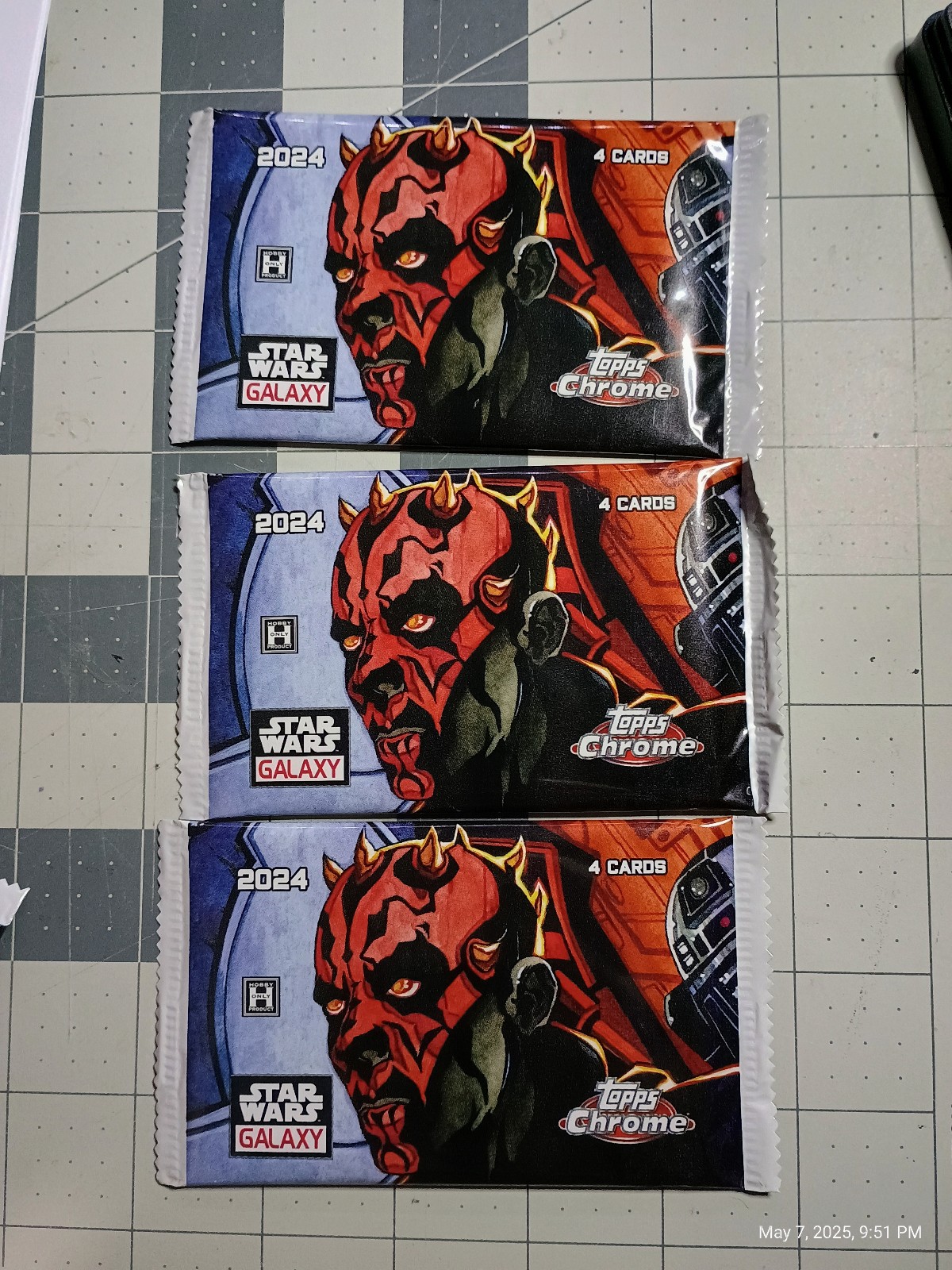 3 PACKS 2024 Topps Chrome Star Wars Galaxy Trading Cards NEW (FROM SAME BOX)