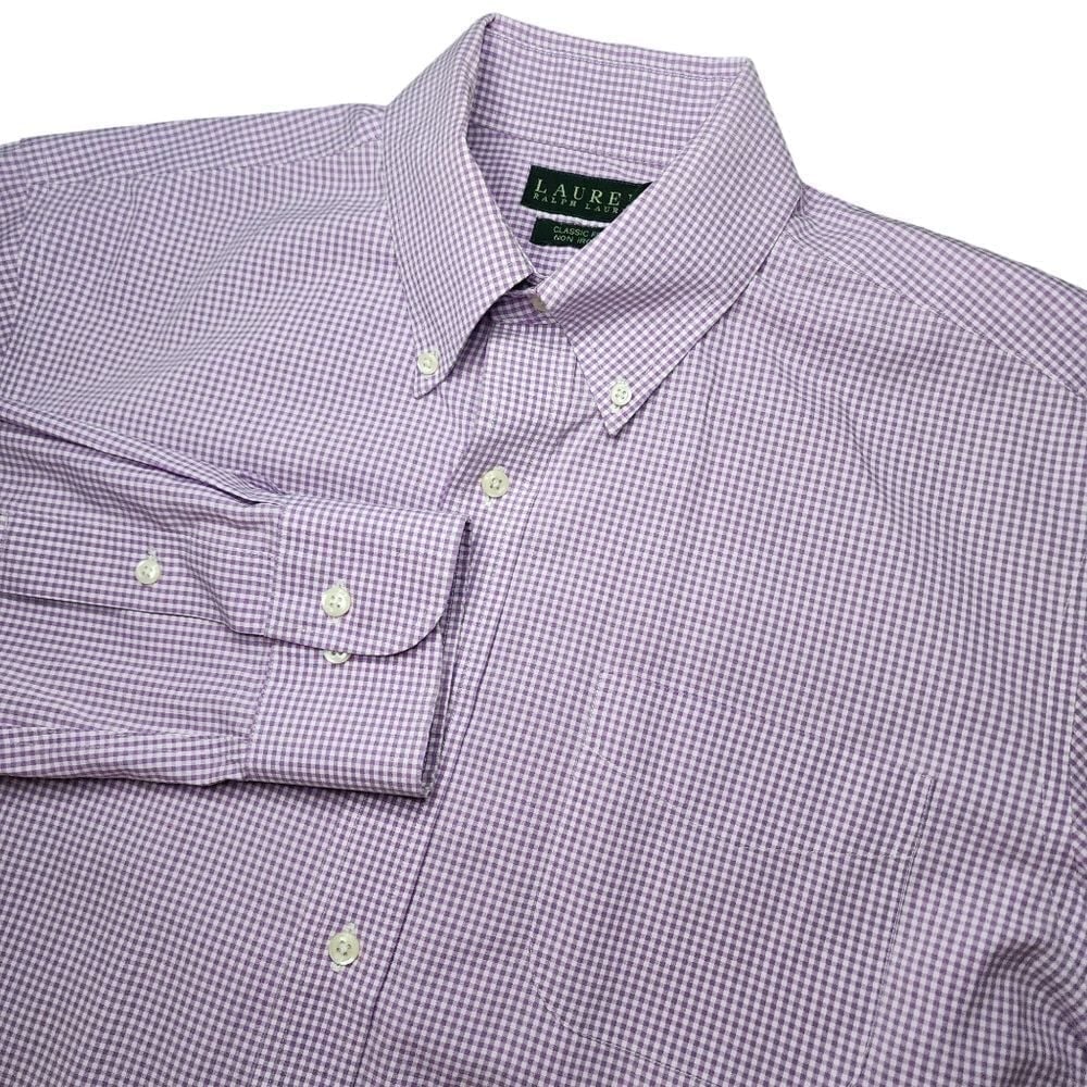 Lauren by Ralph Lauren Mens Large Purple Plaid Long Sleeve Button Down Shirt