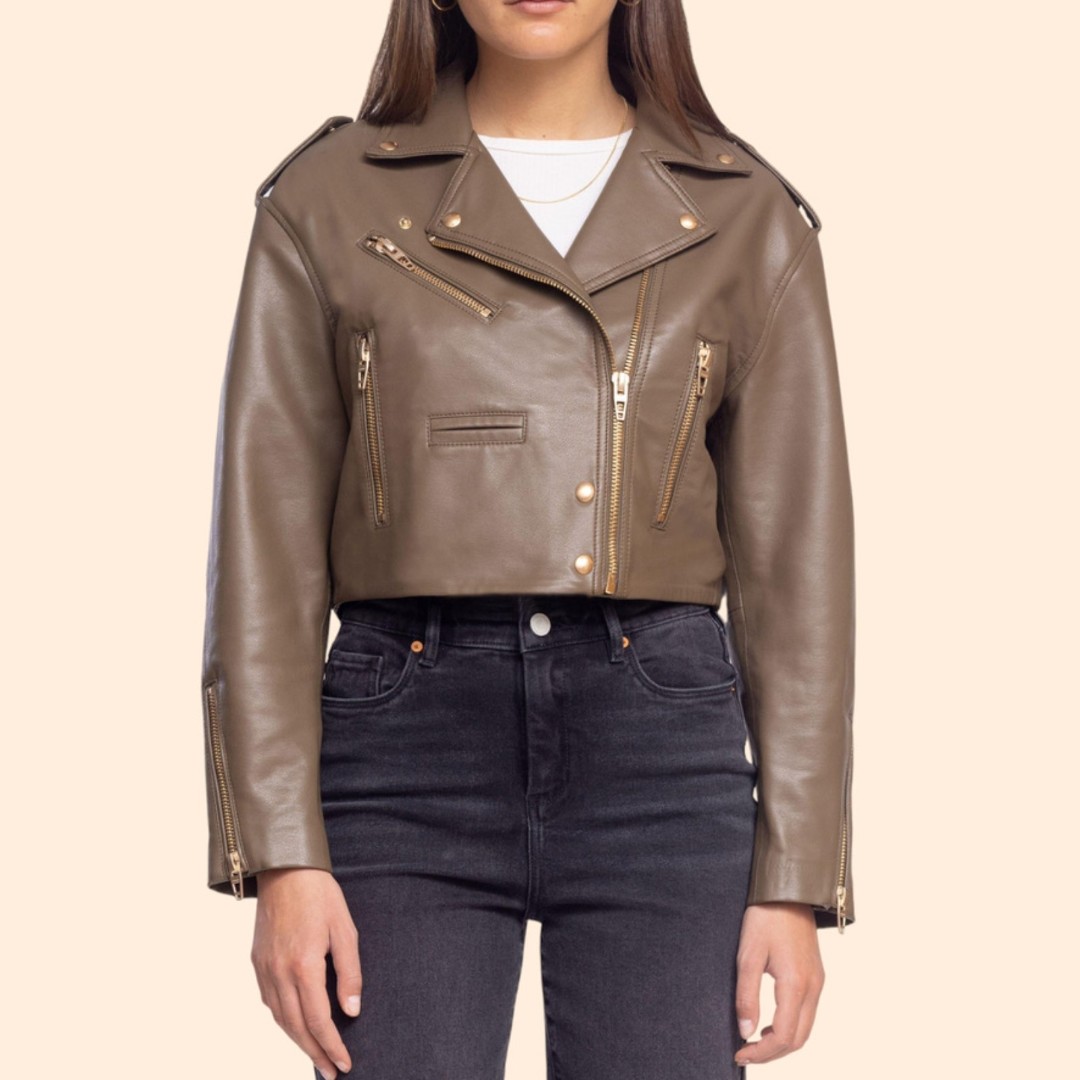 NEW Blank NYC Faux Leather Crop Moto Jacket