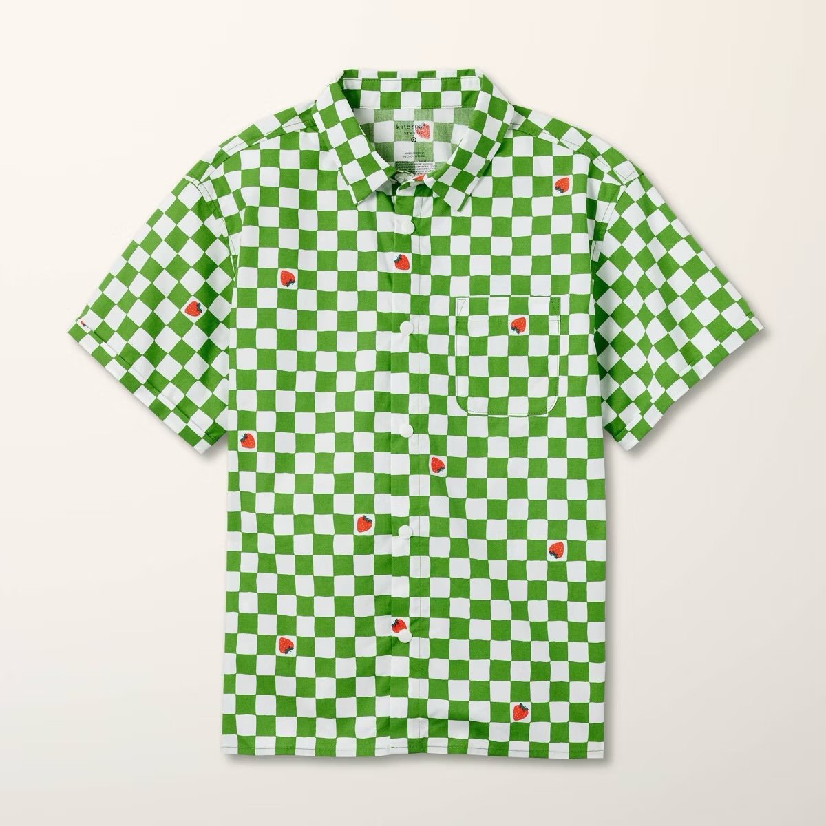Kate Spade x Target Boys' Adaptive Gingham Short Sleeve Button-Down Shirt sz M
