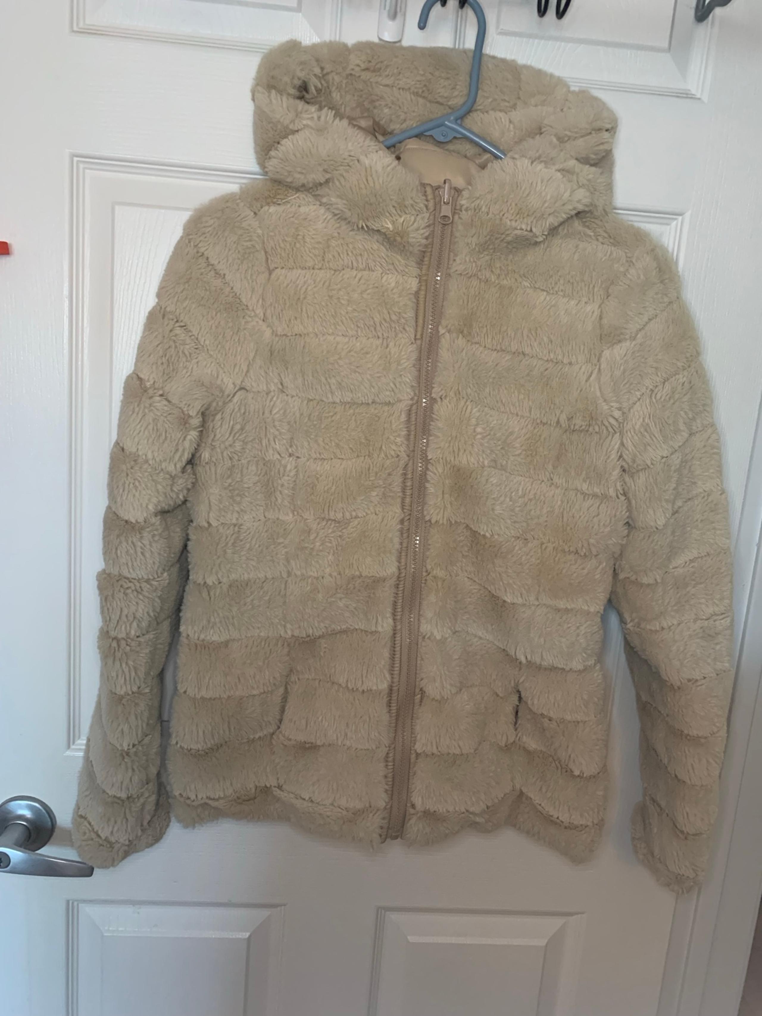 New York & Company Womens Reversible Winter Jacket Size X-Small Beige Faux Fur