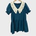 Tuckernuck Pomander Place Peacock Blue Green Lace Collar Kit Dress Size Small