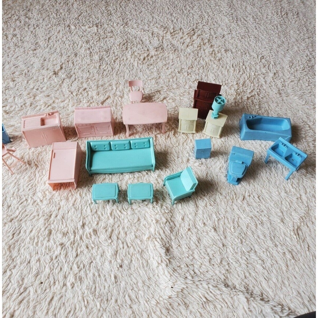 Vtg Lot 1950 60's Dollhouse Furniture Plastic MPC READ