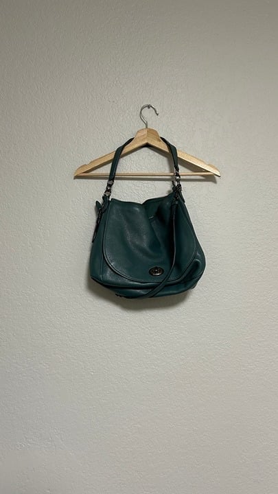 Coach Limited Edition Dark Turquoise Leather Turnlock Hobo