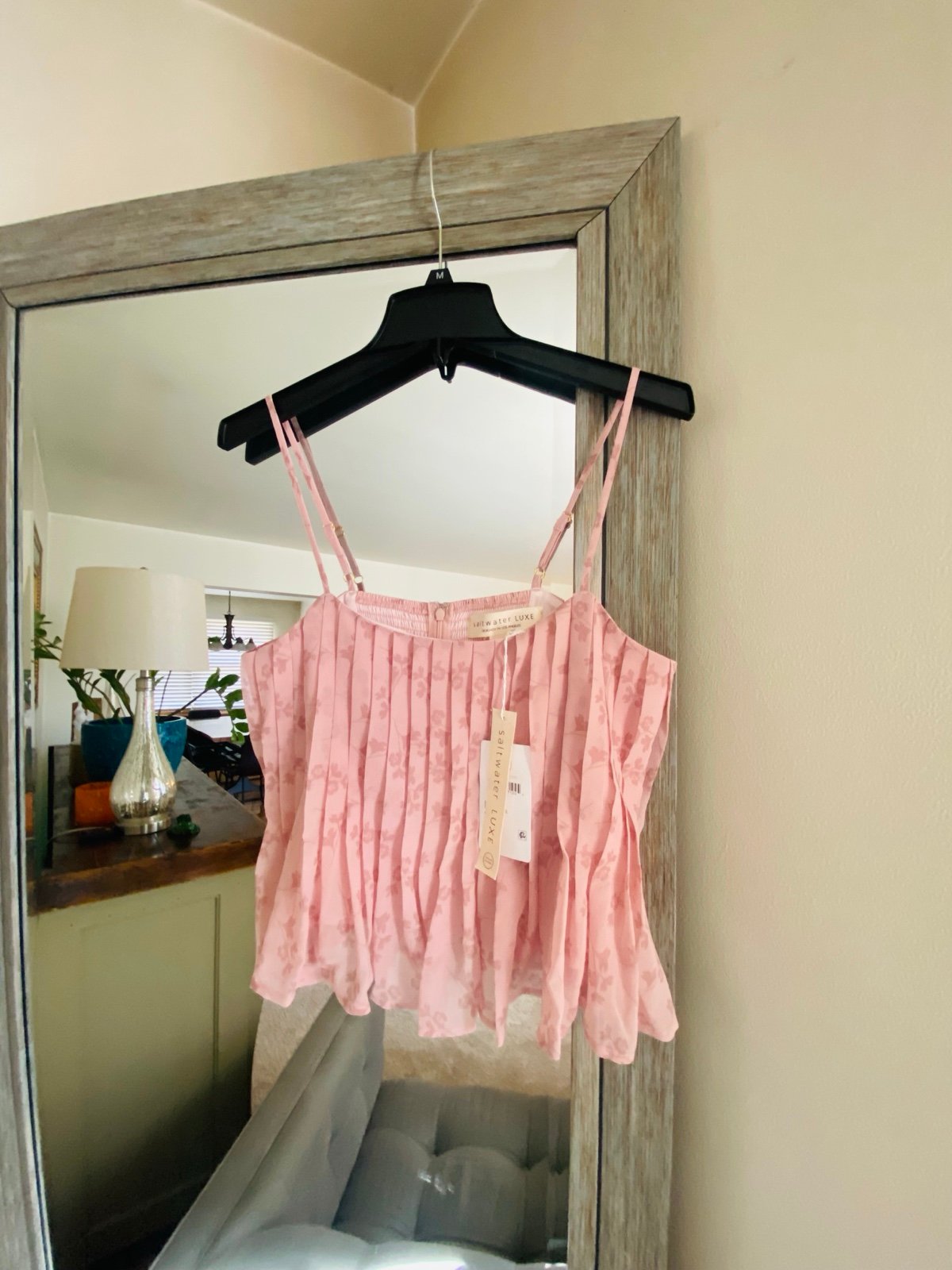 Saltwater Luxe, M, pleated crop tank, lined & adj. straps, wardrobe staple! NWT!