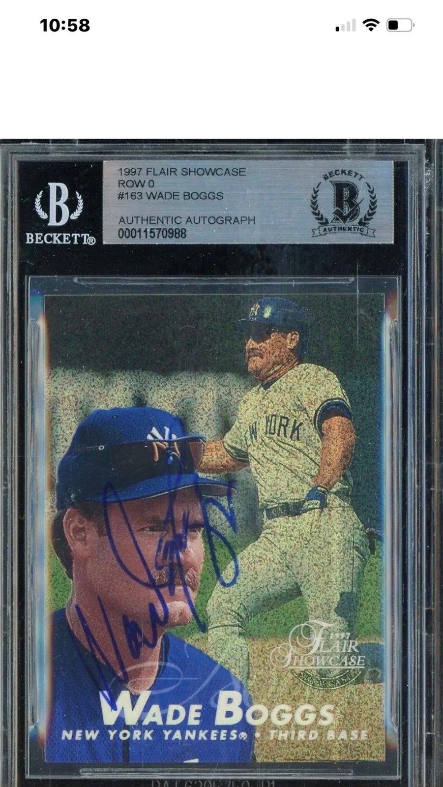 Wade Boggs HOF Signed 1997 Flair Showcase Row 0 #163 AUTO BGS