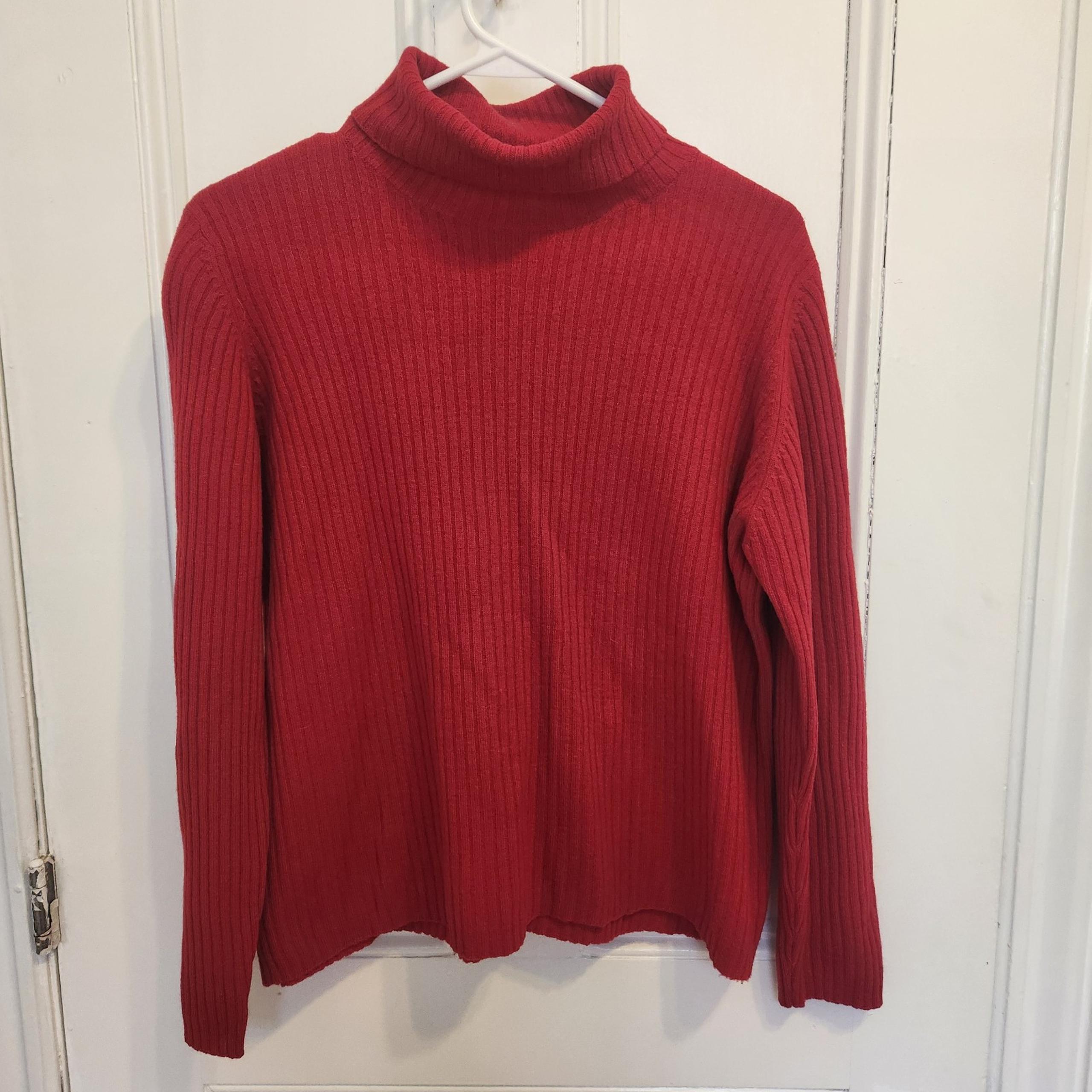 Vintage Lord and Taylor Sweater Womens Large Red 100% Merino Wool Turtleneck