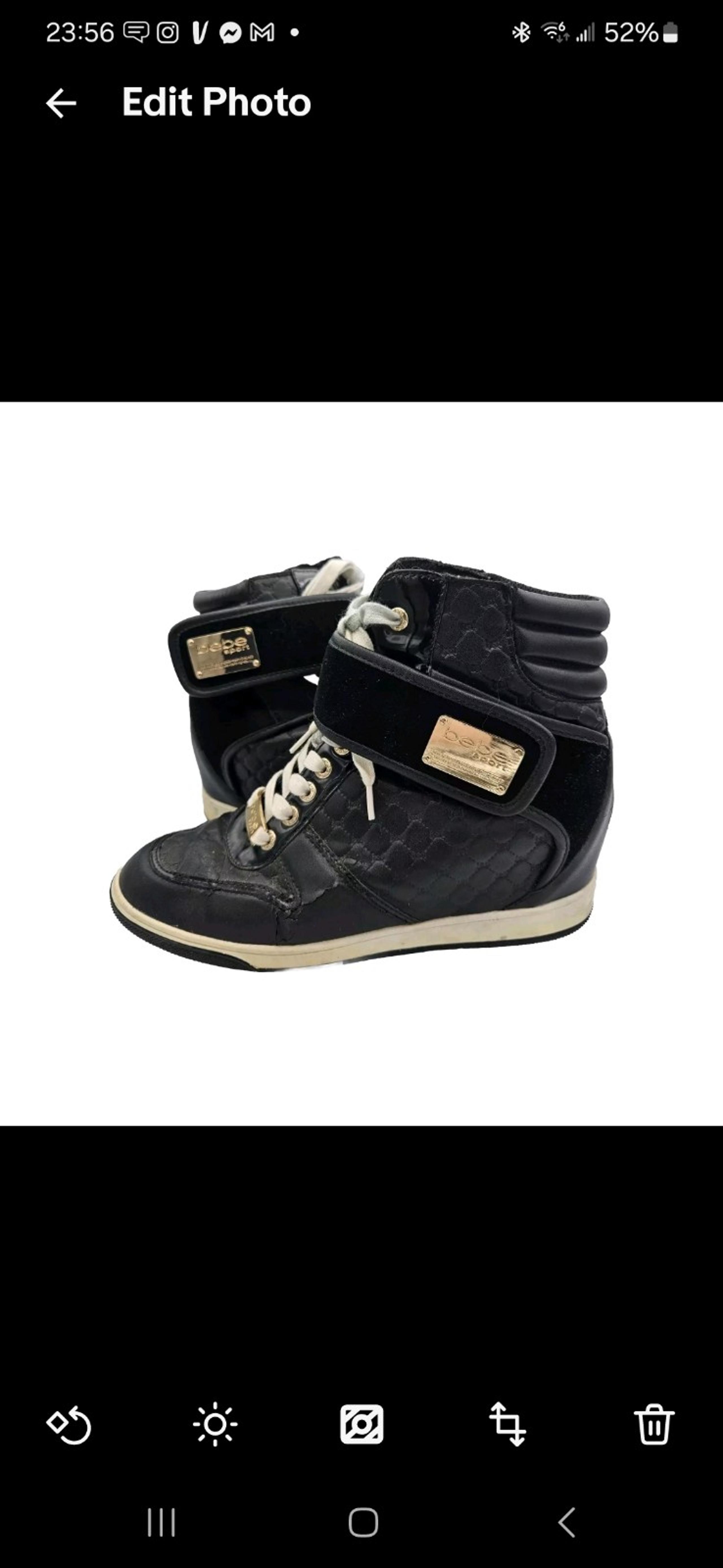 bebe Sport Colby Women High Top Heel Black Sneakers Size 9.5 Well Worn Preowned