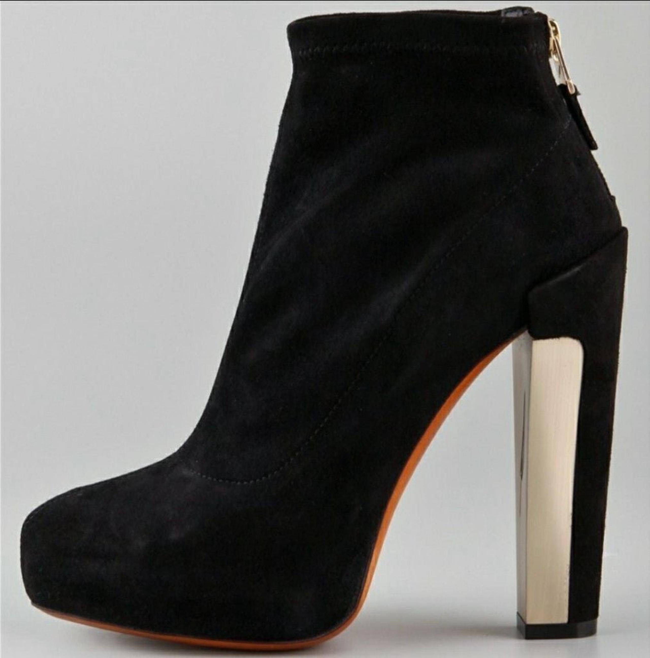 Brian Atwood suede black heeled boots 9