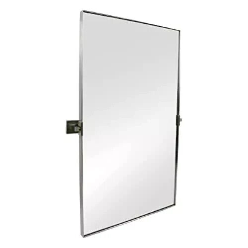 Hamilton Hills 20x34 Inch Silver Framed Pivot Mirror Beveled Wall Decor Silver