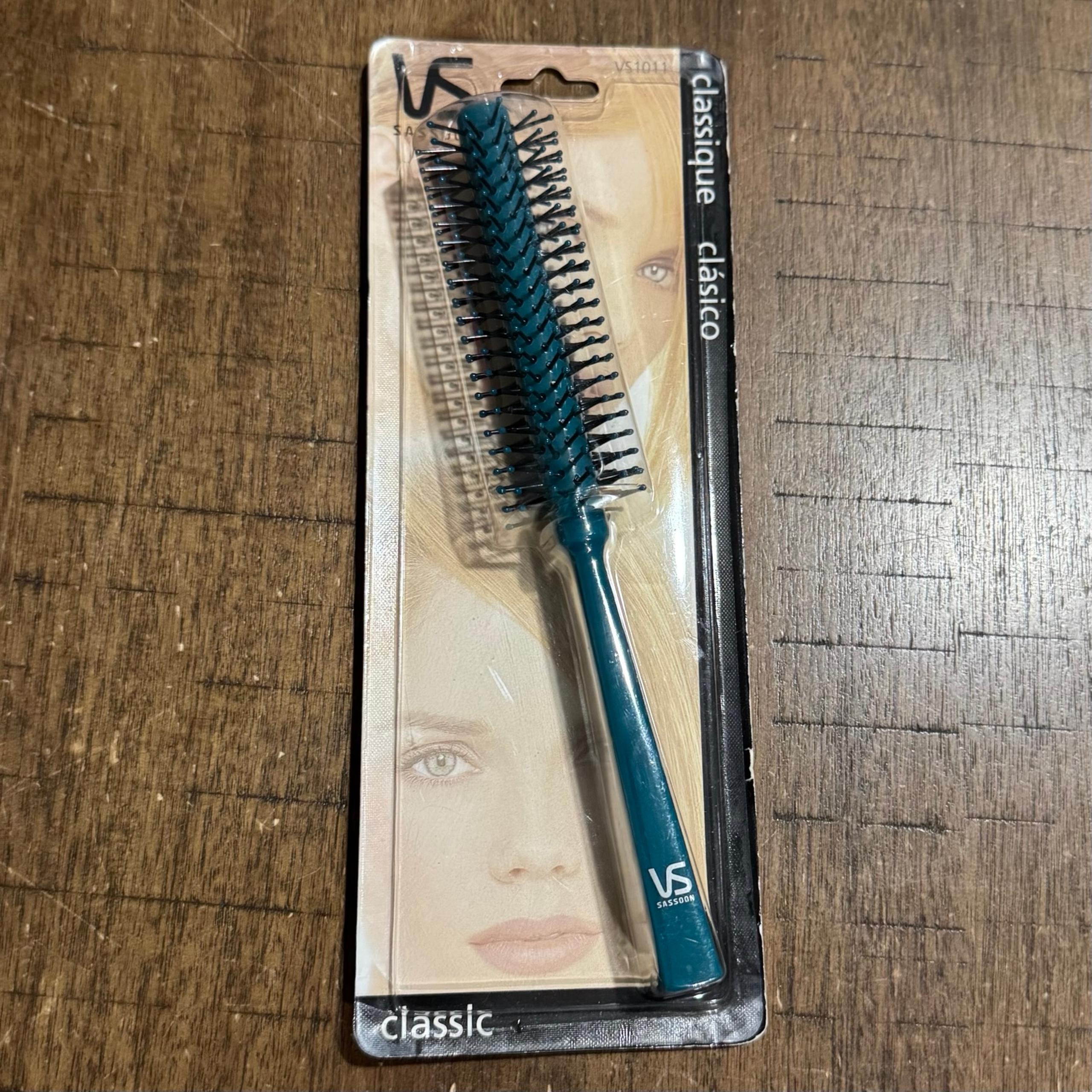 Vtg Vidal Sassoon VS1011 Round Styling Hair Brush Plastic Ball Tip Green 8" Rare