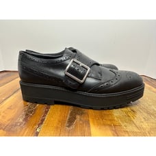 Marc Fisher Ltd Women's Remona Wingtip Monk Strap Platform Loafer Black Size 7.5