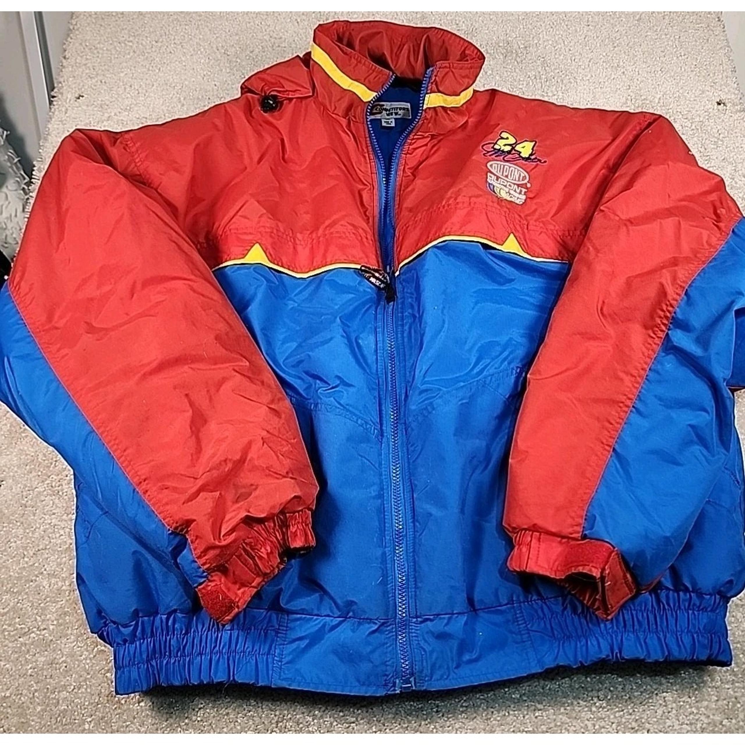 Jeff Gordon #24 Jacket Mens XXL Colorblock Hooded Puffer Competitors View NASCAR