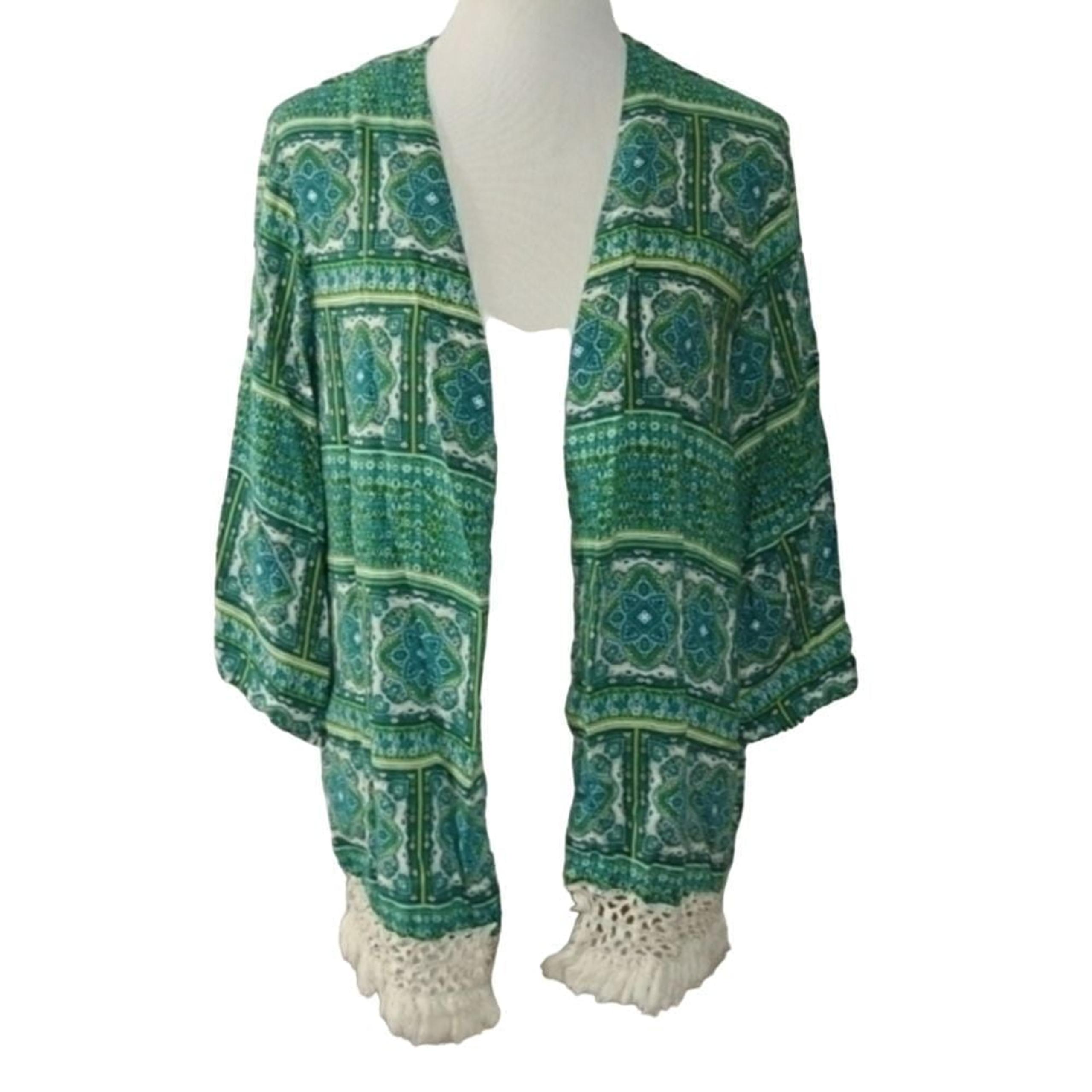 Copper Key Teal Green Kimono Cardigan Size Large
