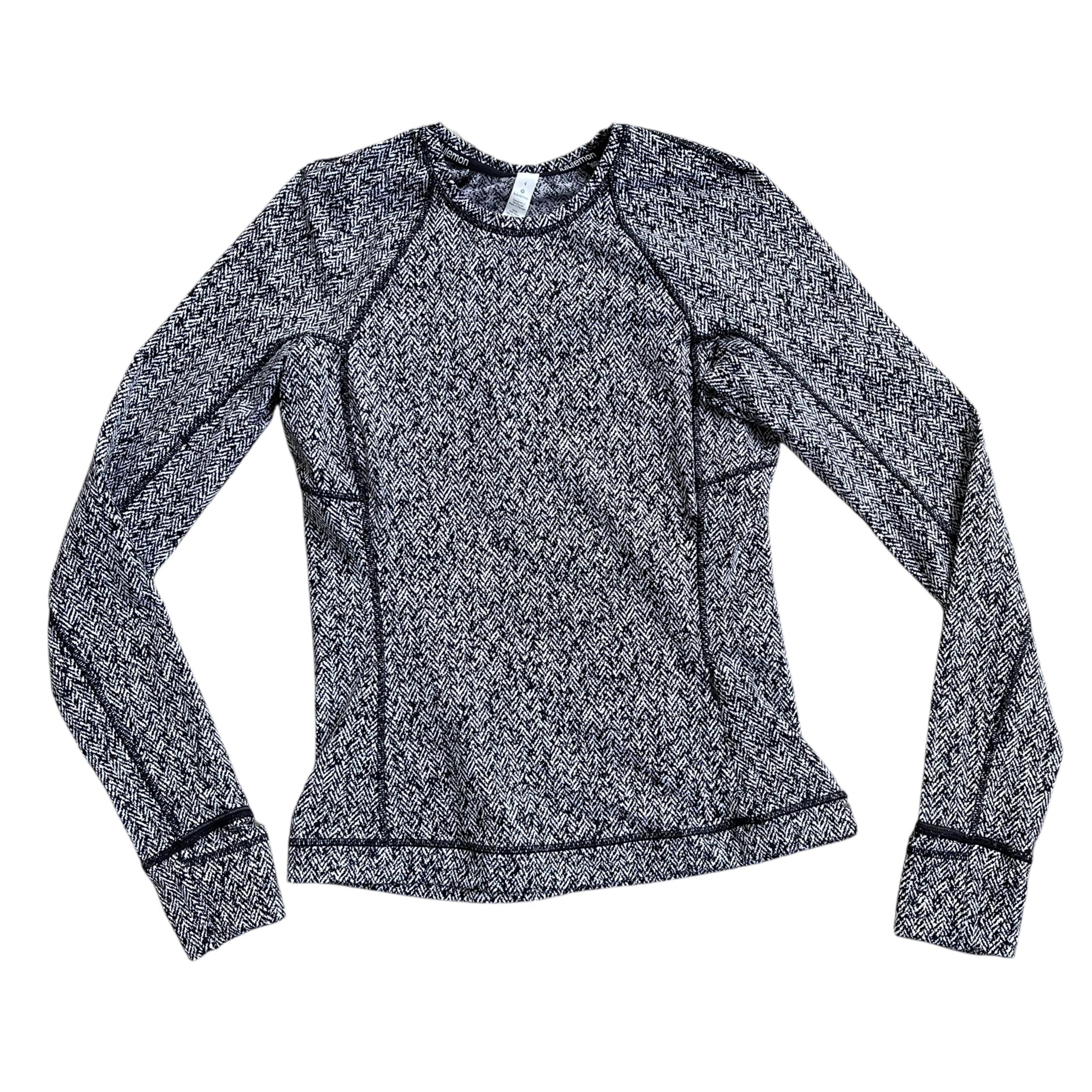 Lululemon Women’s Runderful Black & White Scattered Herringbone Shirt