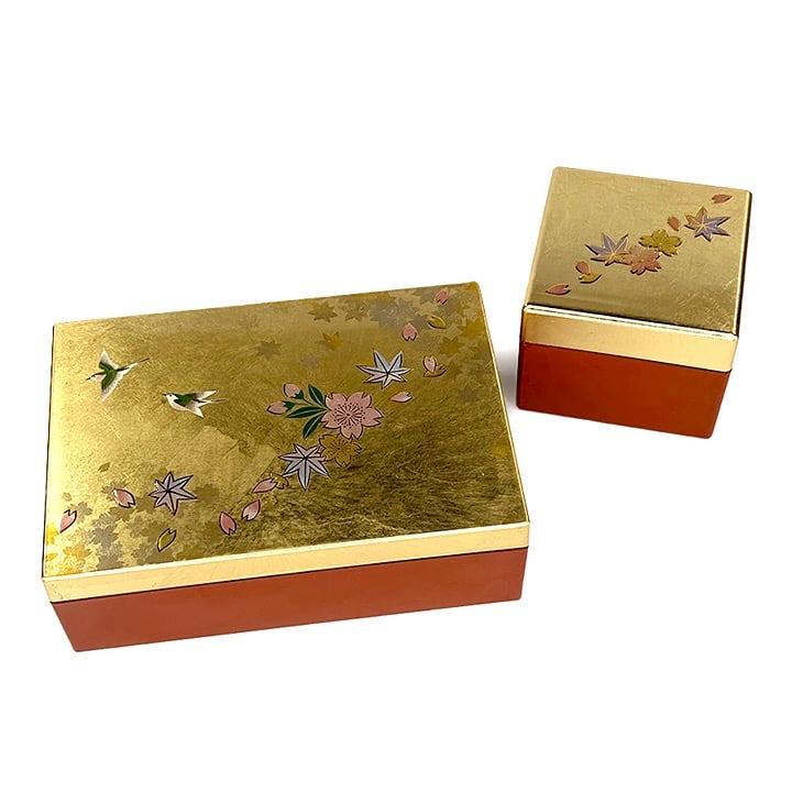 Set of Gold Lacquered Trinket Boxes from Japan