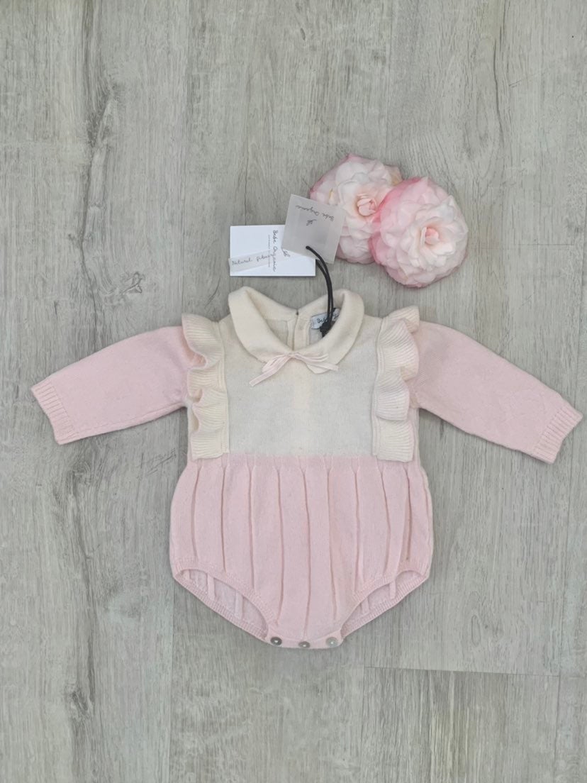 Bebe Organic Pink Baby Girl Knit Romper