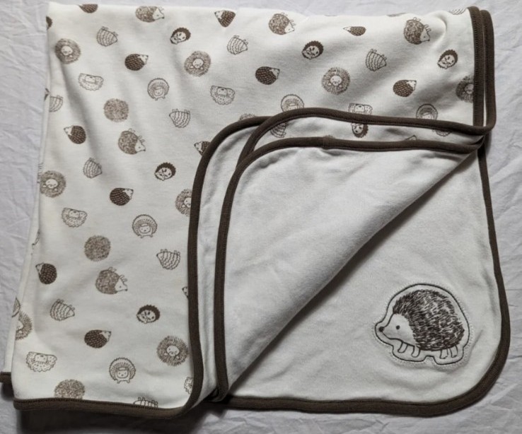Gymboree Baby Blanket Hedgehog Print Brown White Cotton Fall 2015