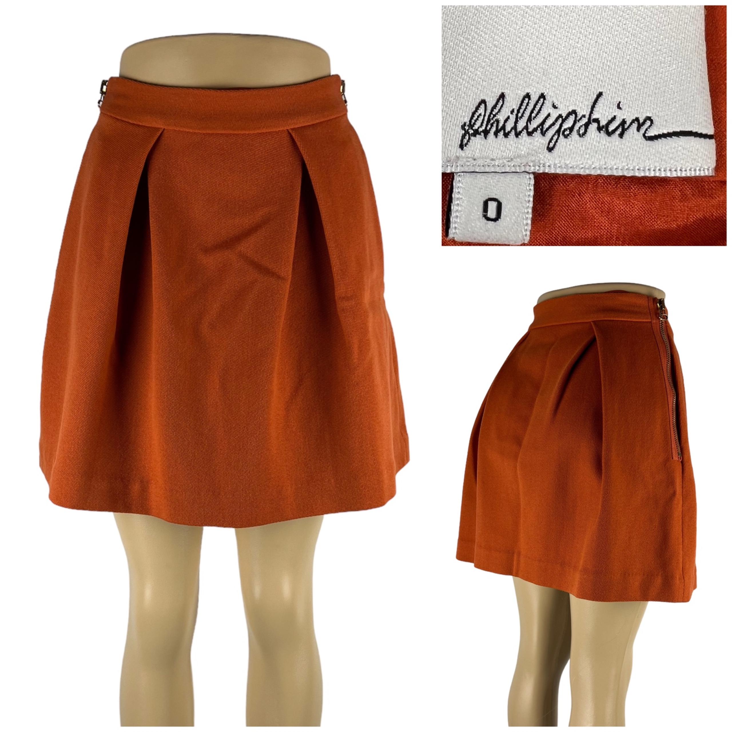3.1 Phillip Lim Womens 0 Skirt Orange Wool Blend Silk Liner Pockets Zipper EUC