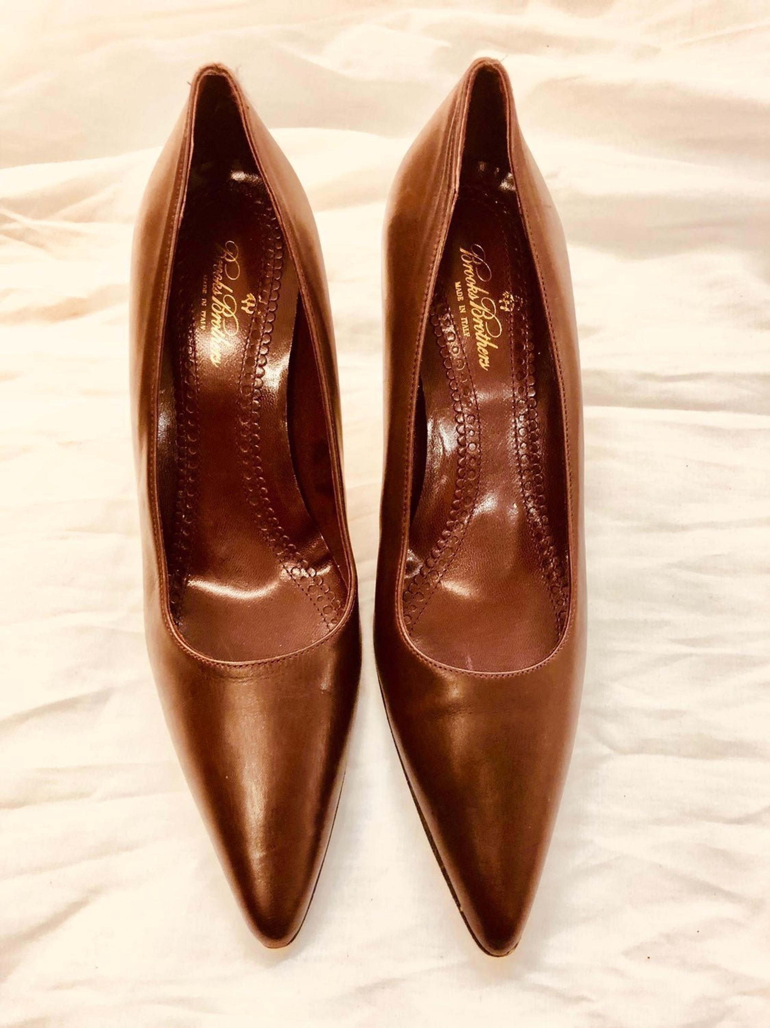 BROOKS BROTHERS STILETTO PUMPS BURGUNDY LEATHER SZ 7 ME
