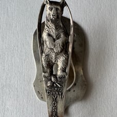 Antique Sterling Silver Grizzly Bear Souvenir Napkin Ring /Clip Rare
