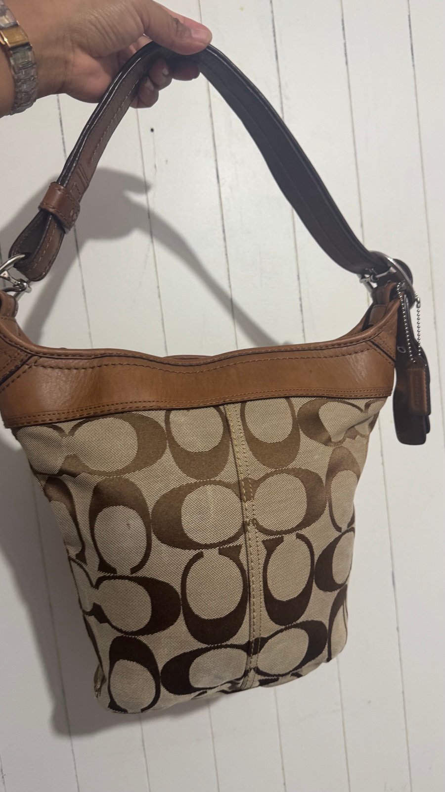 Coach Y2K Signature Bleecker Bucket Purse Brown & Tan Leather Canvas bag