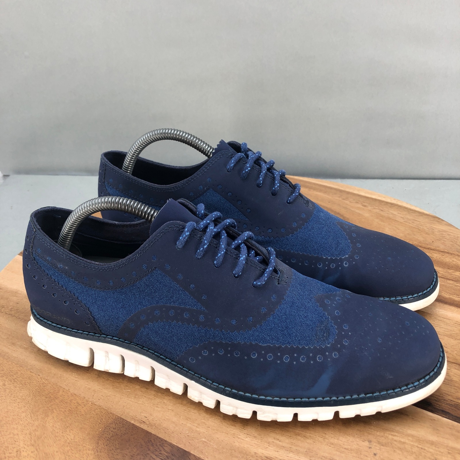 Cole Haan ZeroGrand Wingtip Oxford Dress Shoes Mens 9 M Blue Lightweight Comfort